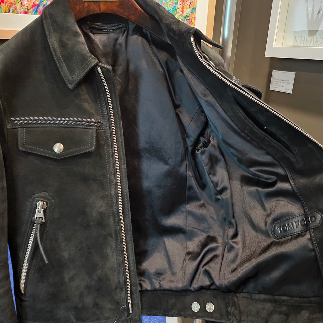 톰포드 웨스턴 카프스킨 스웨이드 위빙 트리밍 트러커 자켓( 상품이미지4