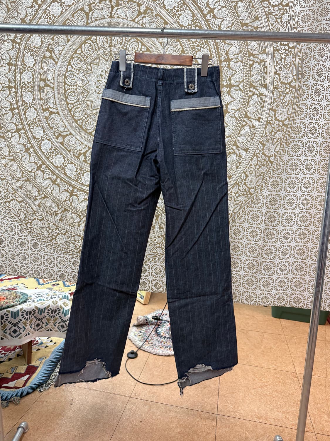 빈티지 지퍼 디테일 스트라이프 데님팬츠 (Z1017) 상품이미지5