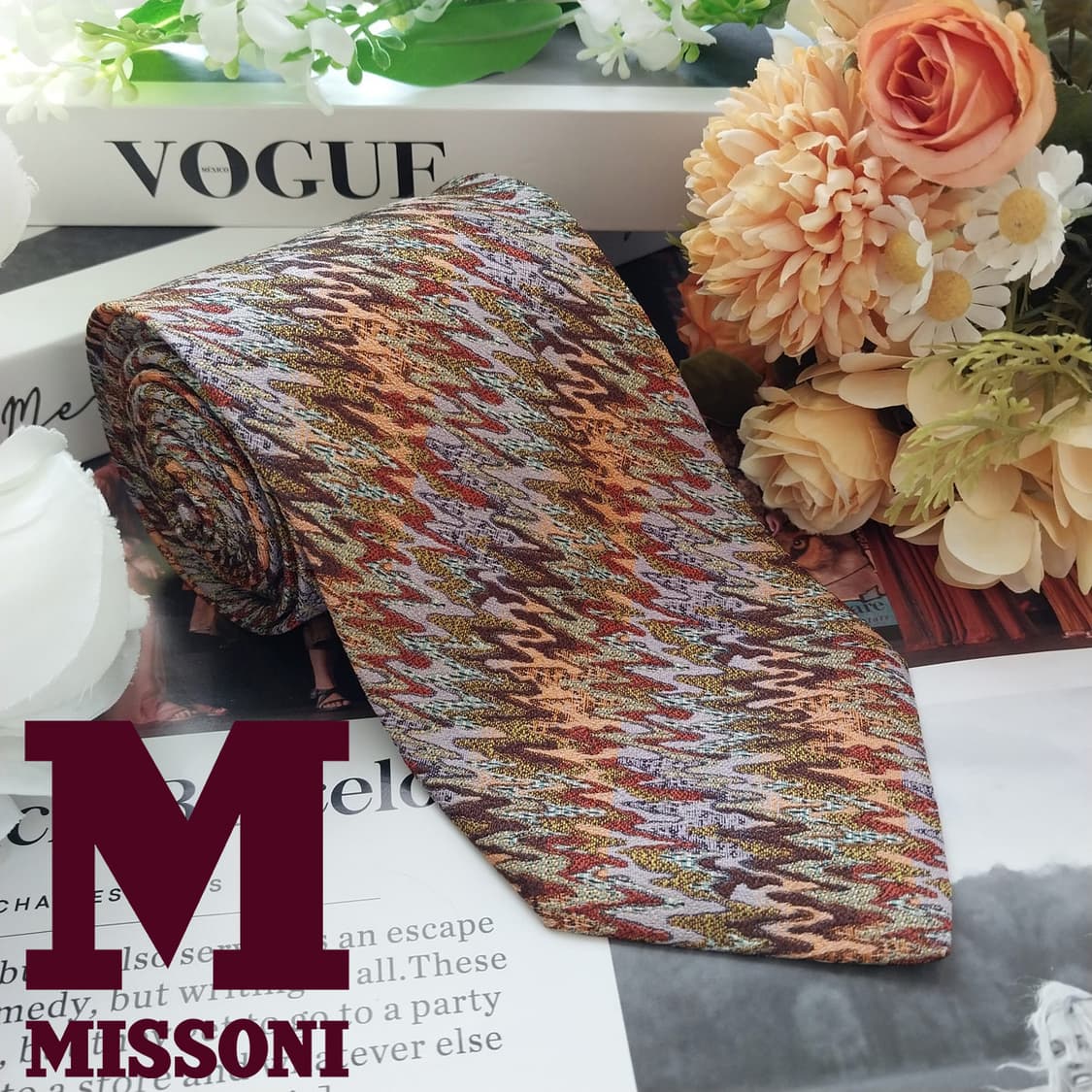 미쏘니 실크 브라운 지그재그 패턴 넥타이 9cm A+등급 K1691
 상품이미지2