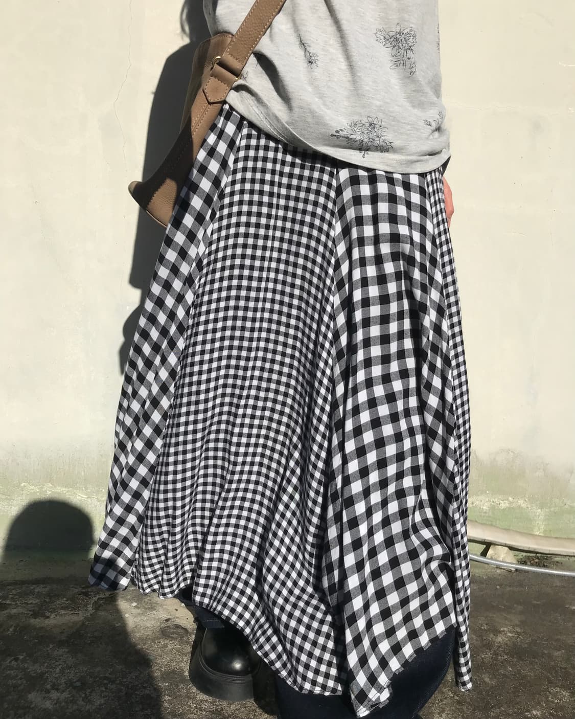믹스 체크 맥시 스커트 상품이미지1