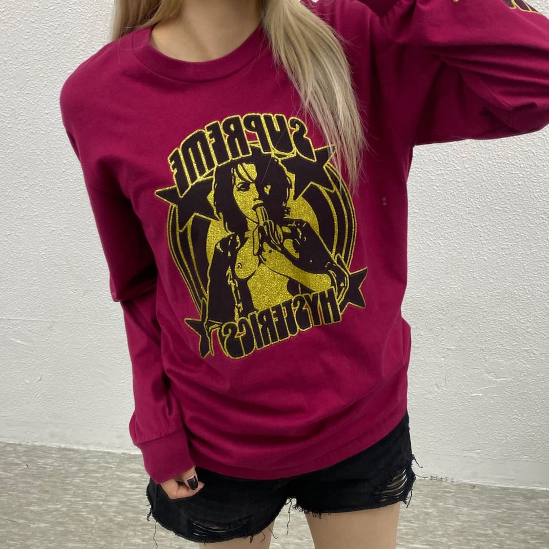 히스테릭글래머 x 슈프림 펑크맛 프린팅 와인 롱슬리브 S 상품이미지1