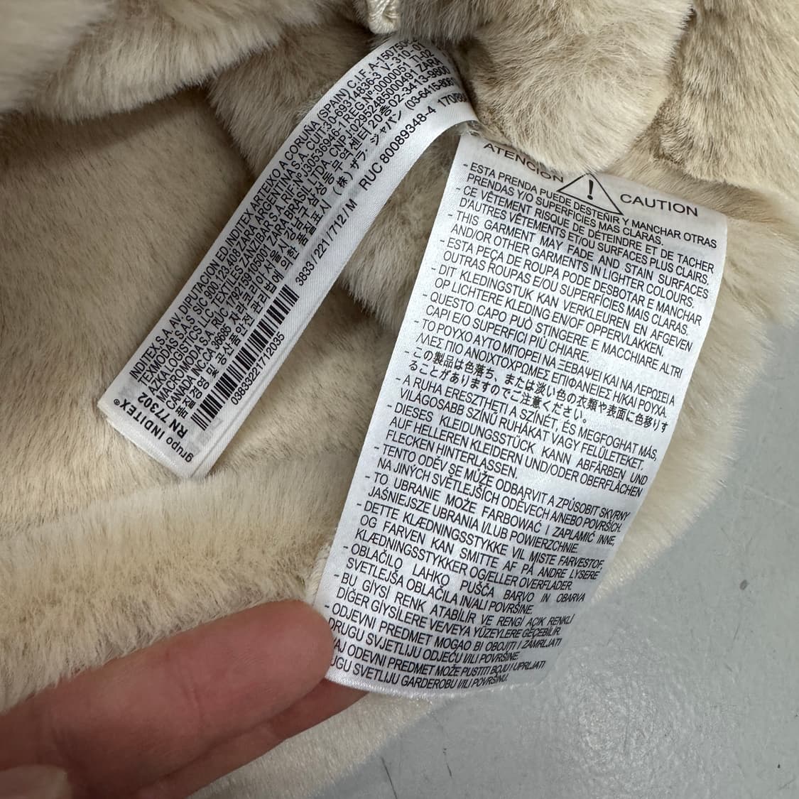 자라 사선 퍼 아이보리 무스탕 자켓 상품이미지7