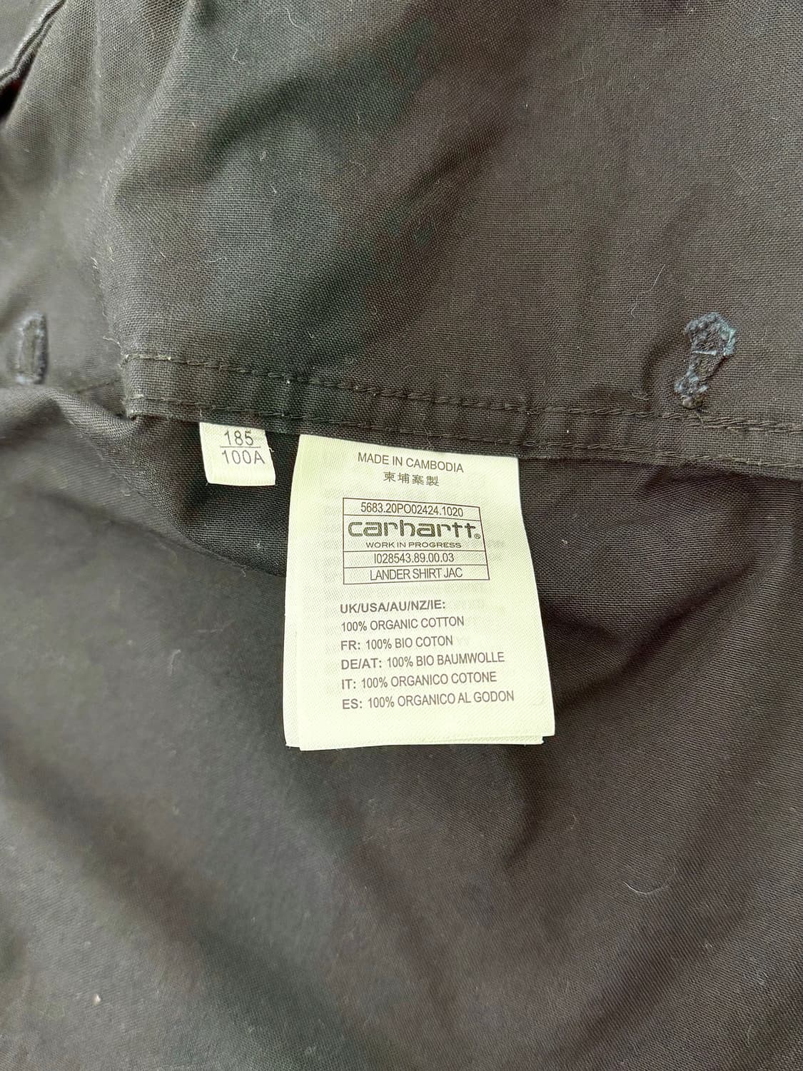 칼하트 wip 블랙 랜더 코튼 셔츠 자켓 상품이미지8