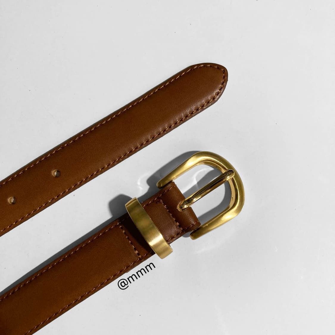 [Unisex]골드링 이태리 가죽 벨트 연브라운 상품이미지4