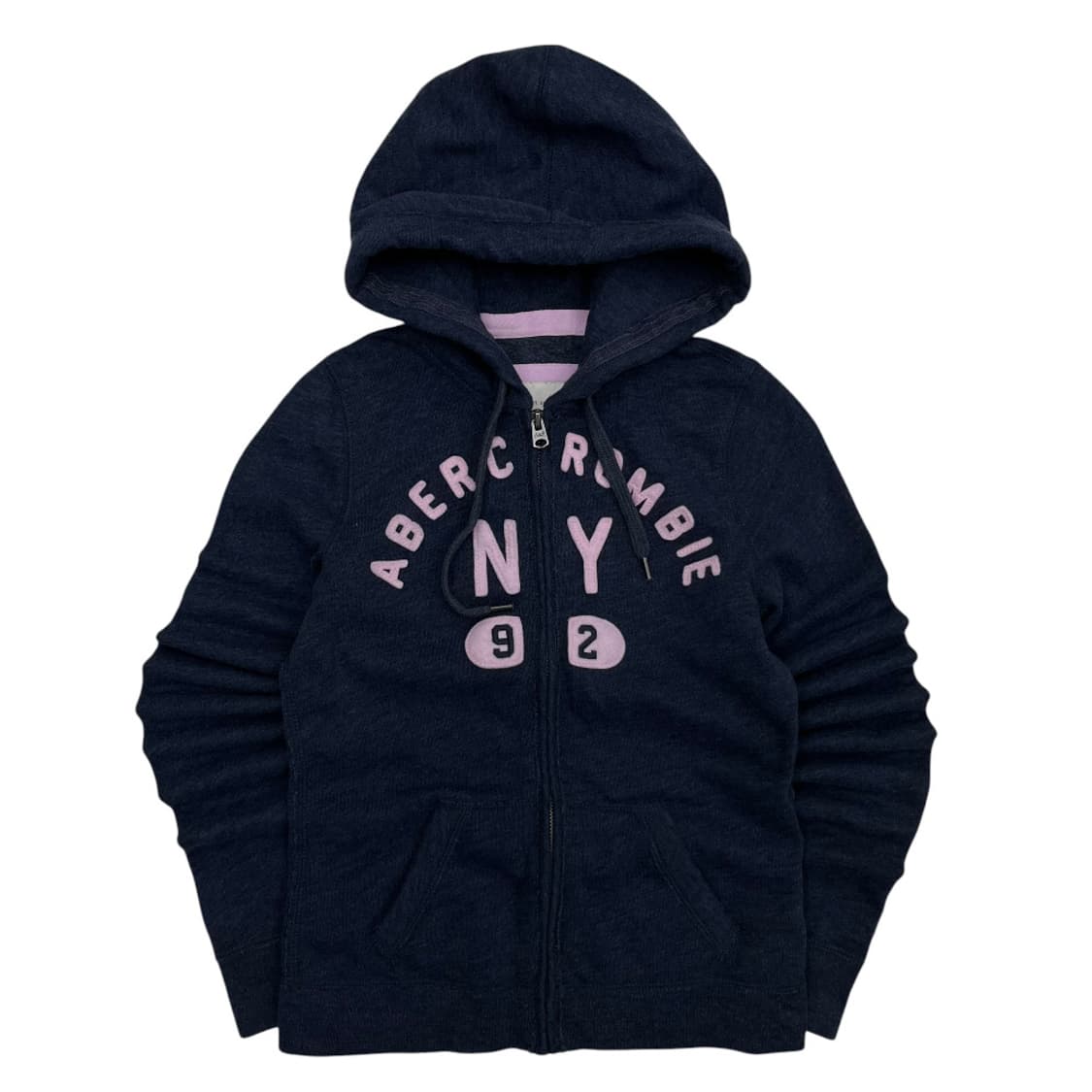 아베크롬비 연보라 패치 네이비 후드집업 XS 상품이미지2
