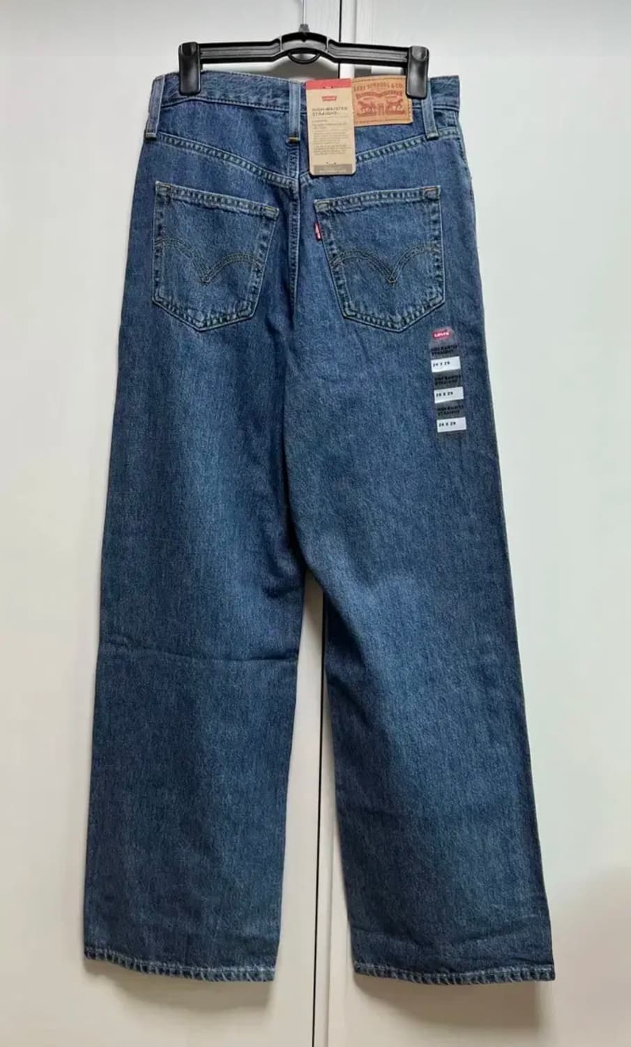 리바이스 하이웨스트 스트레이트 진 데님 바지 진 상품이미지5