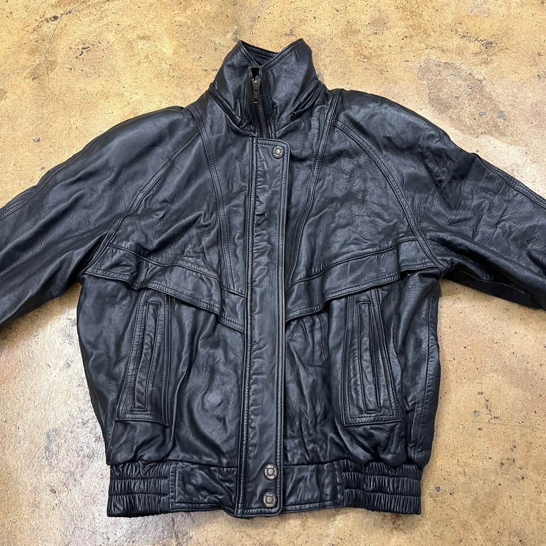 [정품/XL] 월드패션 빈티지 블랙 봄버 가죽 자켓 b18 상품이미지3
