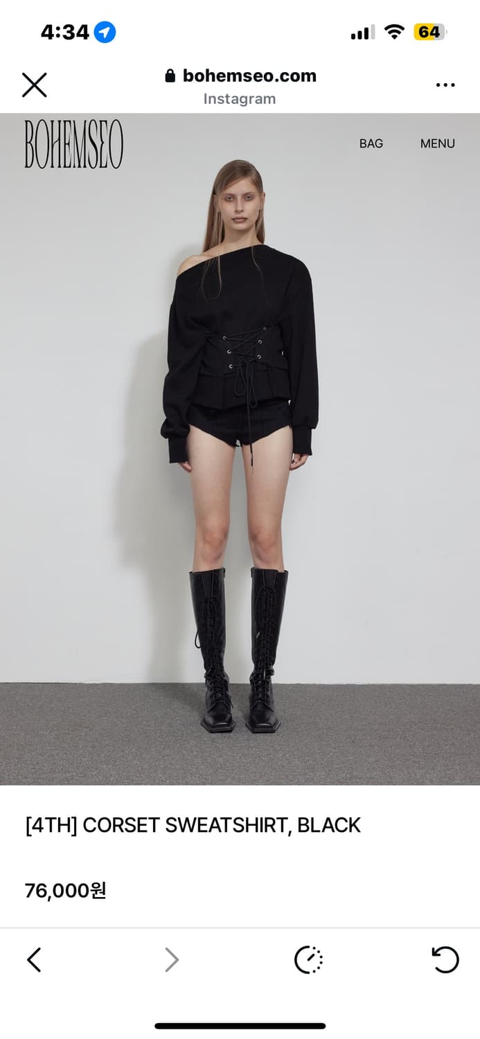 보헤미안서울 코르셋 맨투맨 블랙 상품이미지1