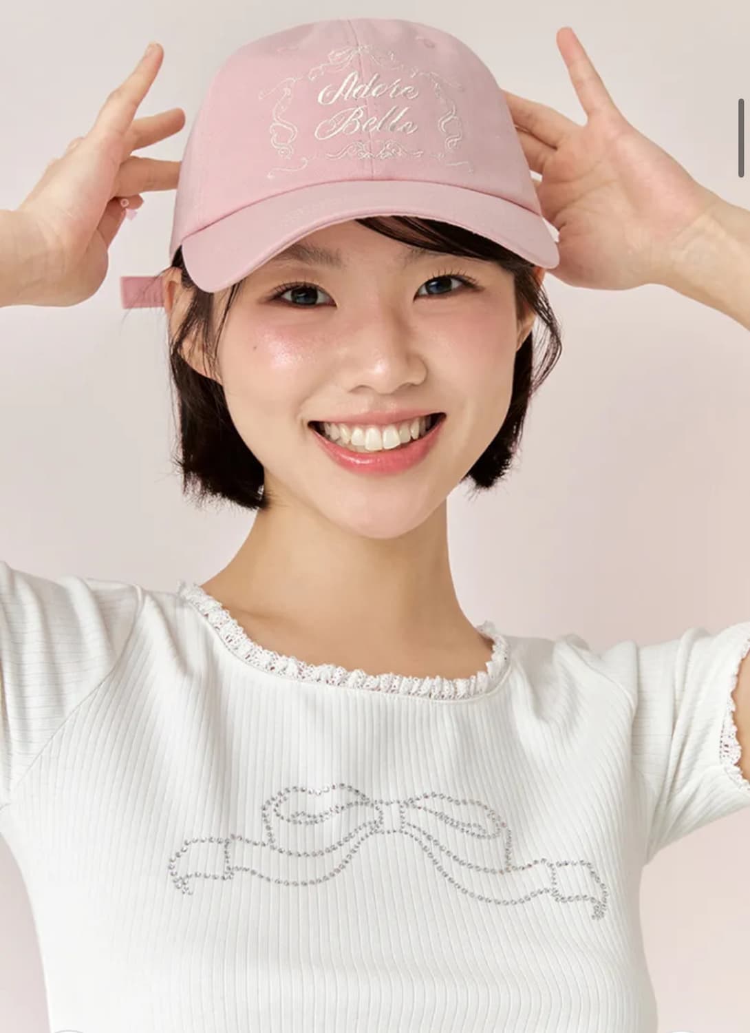 아도르벨르 엔틱 로고 캡 핑크 상품이미지2