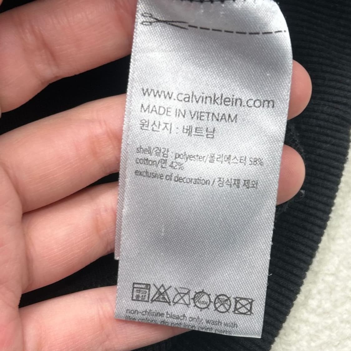 캘빈클라인 퍼포먼스 블랙 화이트 자수로고 폴리 코튼 혼방 후드티 S 상품이미지5