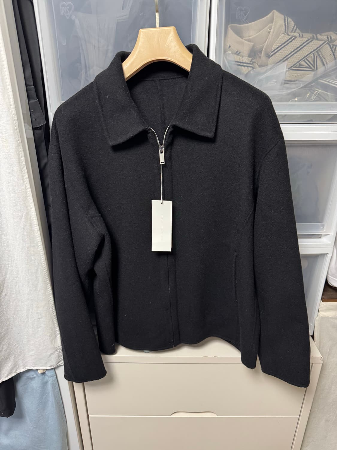 라이풀 울 핸드메이드 미니멀 자켓 블랙 L사이즈 105 상품이미지1