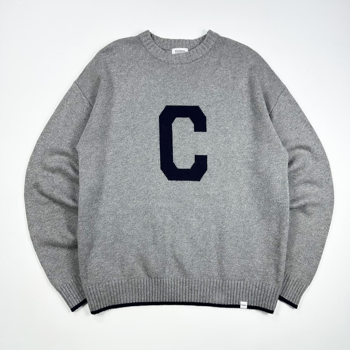 커버낫 C로고 차콜 크루넥 울 니트 (XL) 상품이미지2