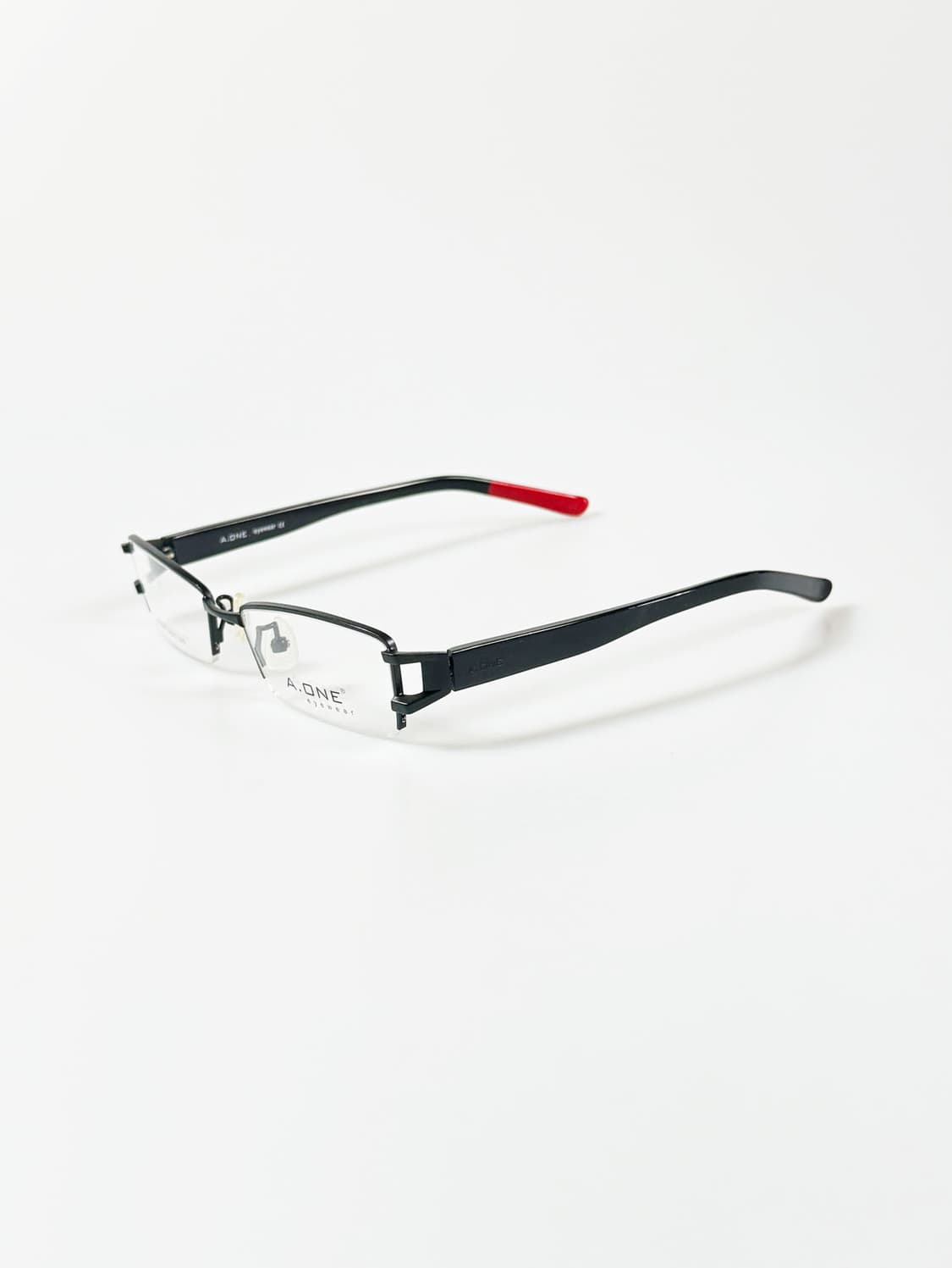 A.ONE 블랙 메탈 반무테 스퀘어 프레임 빈티지 안경 상품이미지3