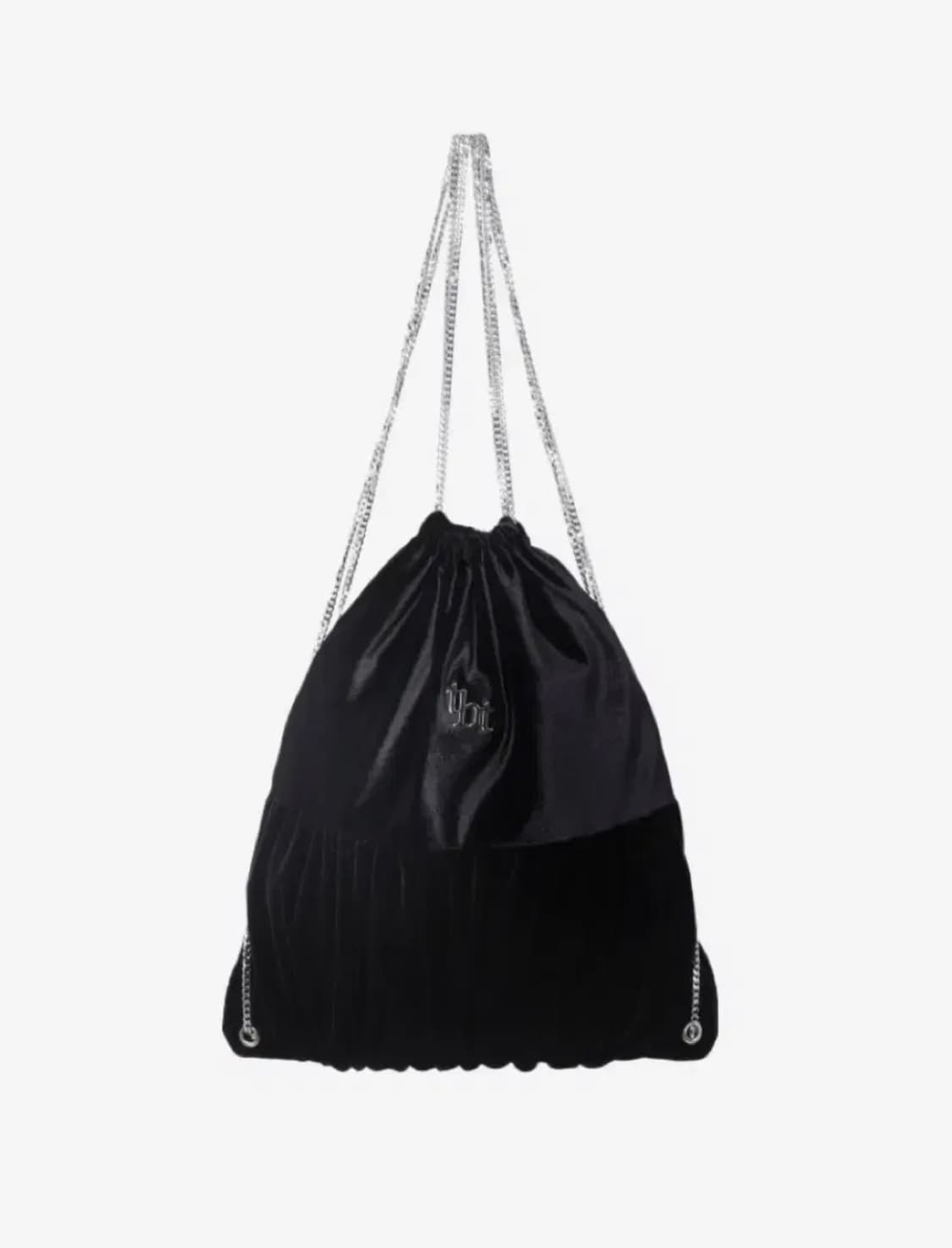 새상품) 쓰리타임즈 벨벳 체인 백팩 블랙 상품이미지1