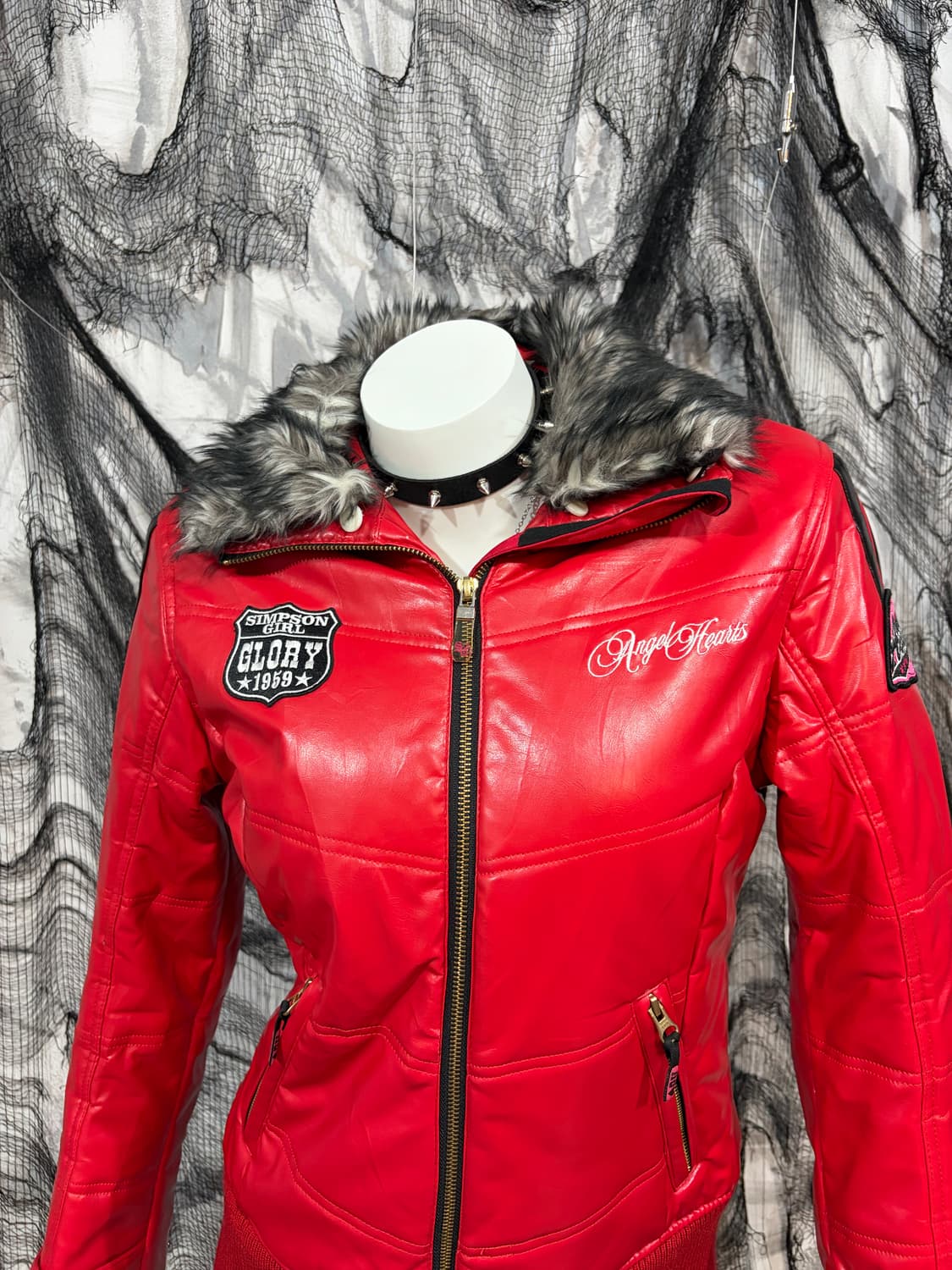 Y2K angel heart fake leather fur jacket 상품이미지5