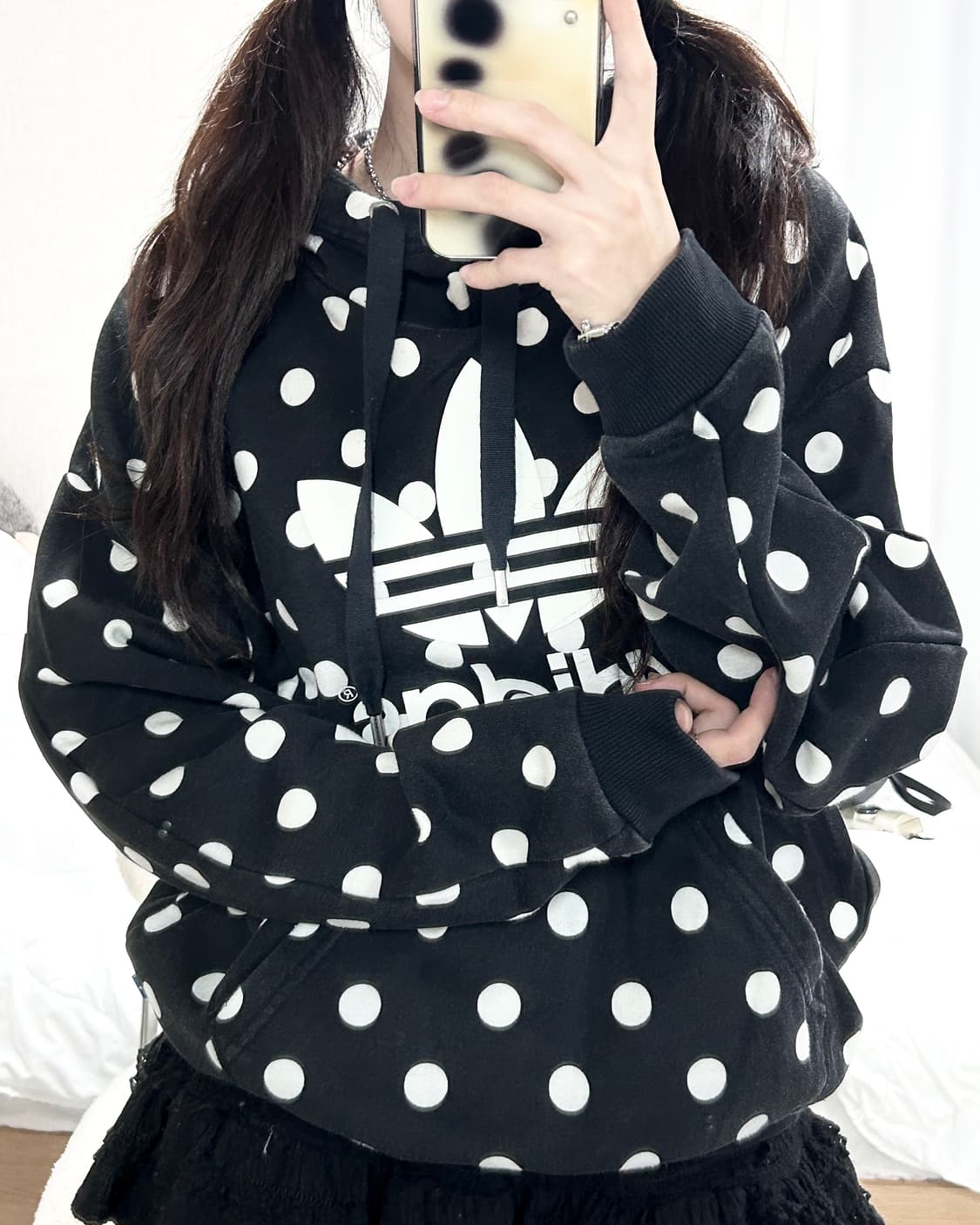 아디다스 빅로고 도트 블랙 후드 상품이미지5