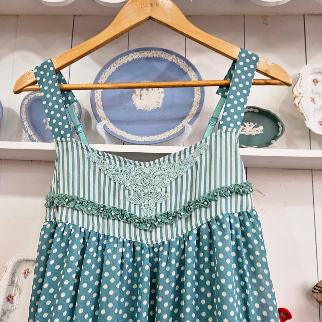 no0327(Axes Femme) 민트 도트 프릴 원피스 상품이미지3