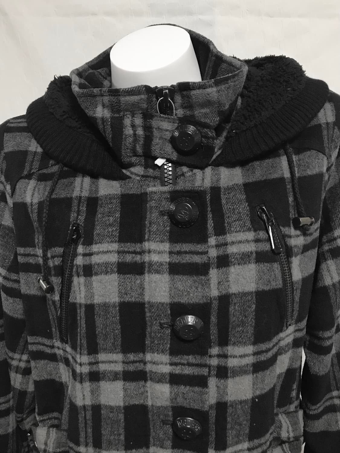 빈티지 digdeep 디그딥 펑크 벨트 디테일 하이넥 체크 점퍼 상품이미지4