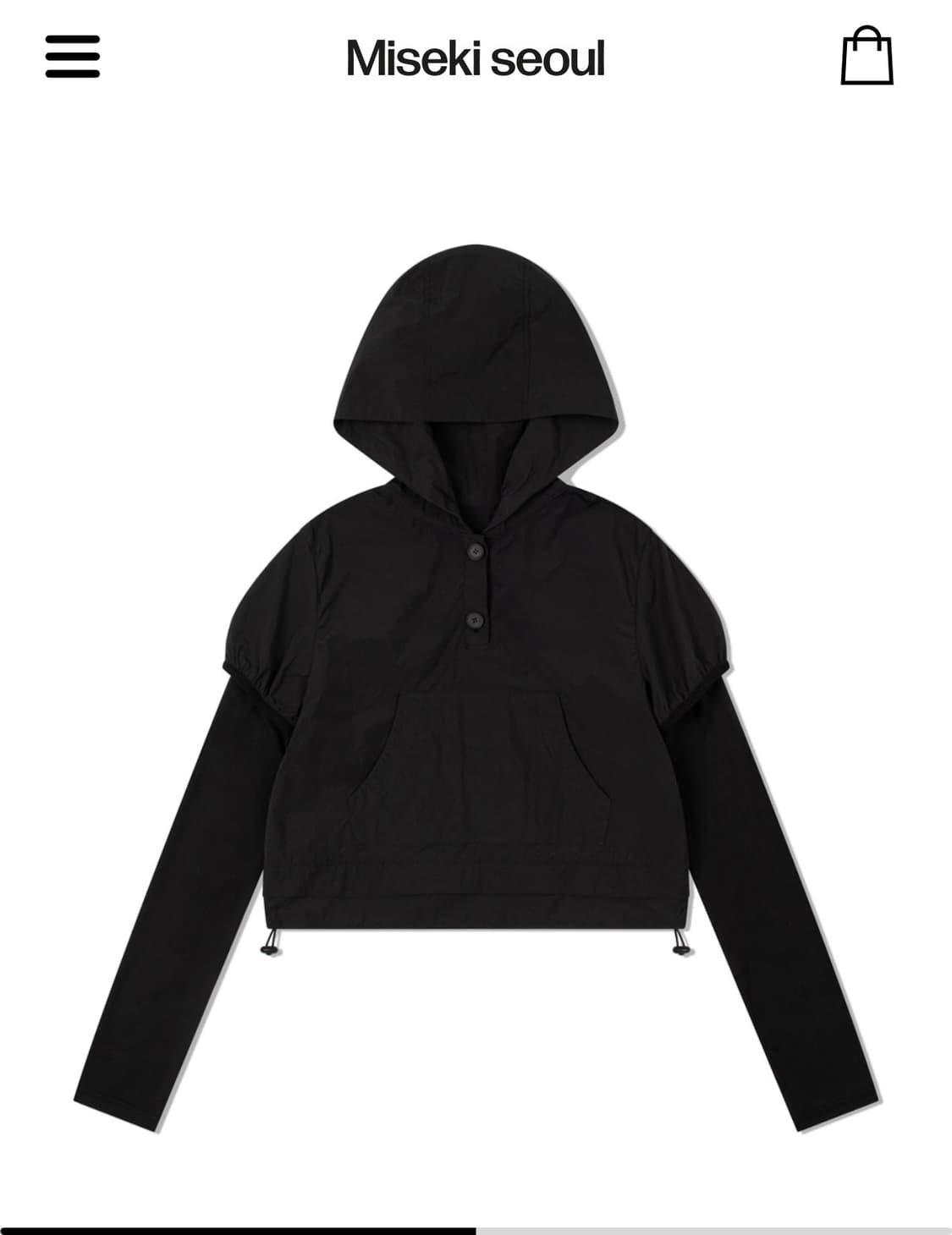 미세키서울 Long sleeves layered hoodie BLACK 상품이미지1