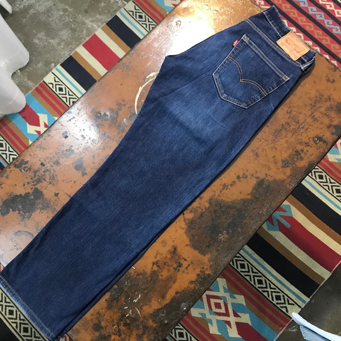 리바이스 505 진청 워시드 데님 팬츠 허리 32 사이즈 상품이미지3