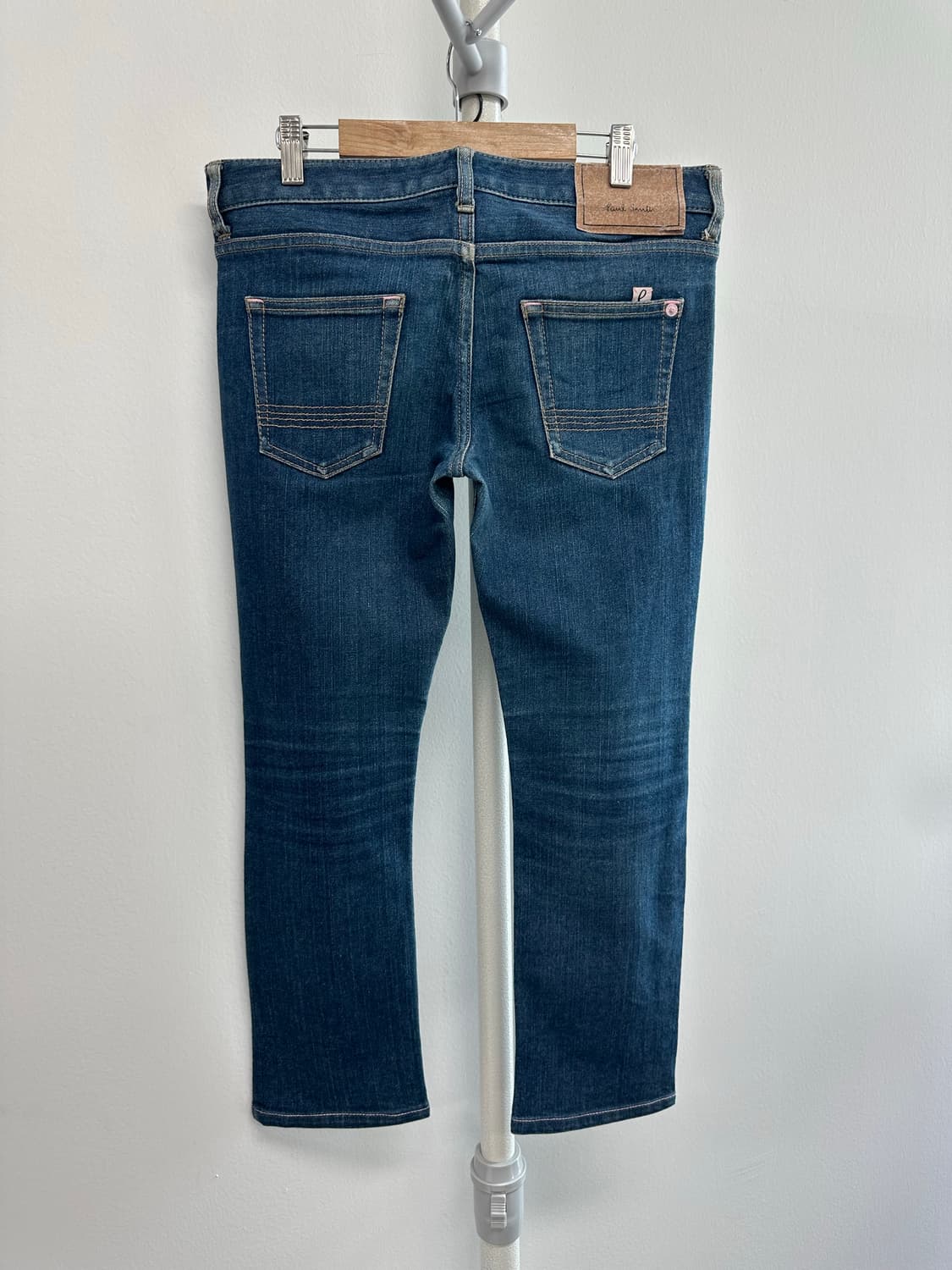 폴스미스 핑크스티치 자수 로고 크롭진 청바지 상품이미지5