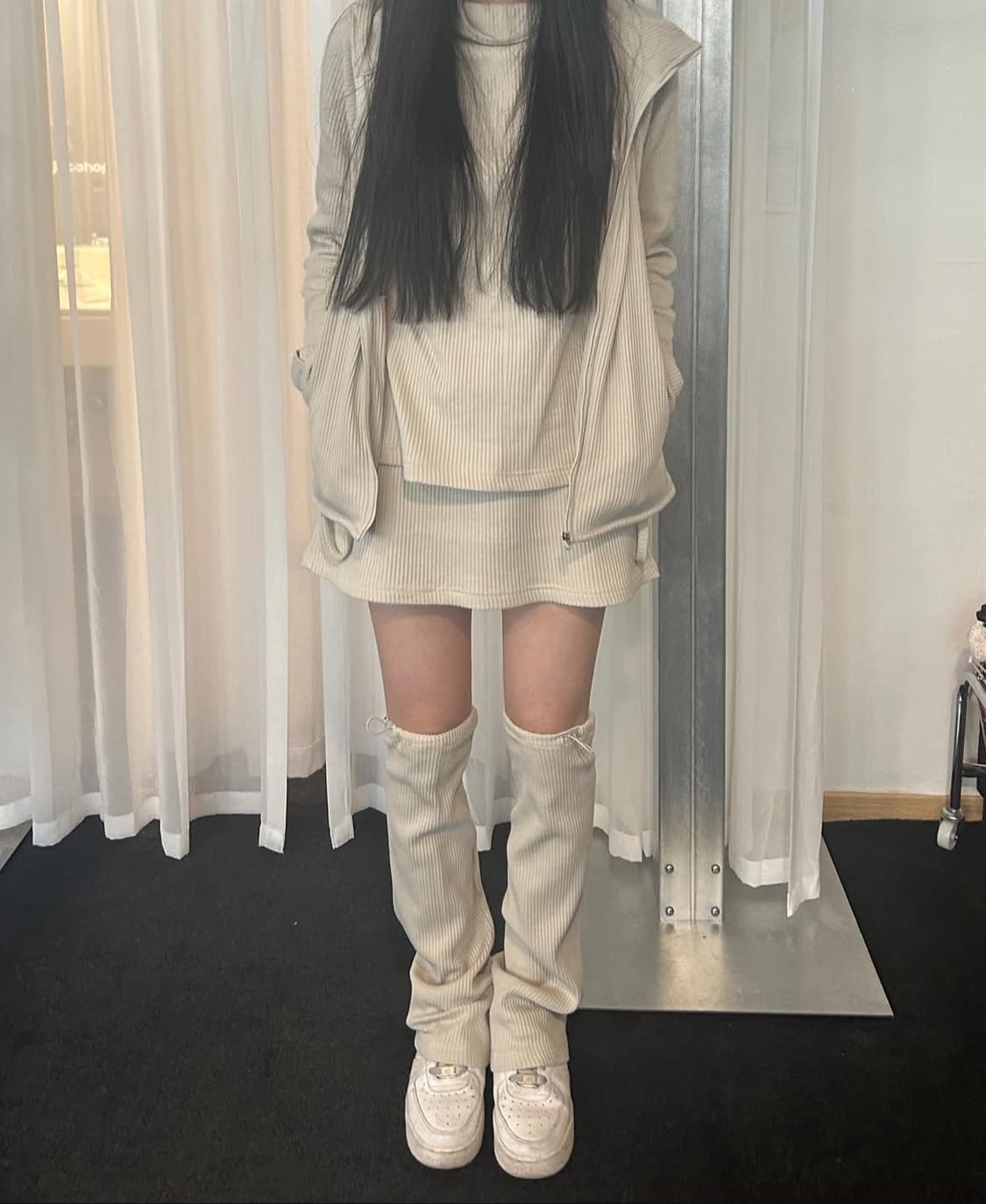 구함) 지초이 컴포트 와플 레그워머 베이지 상품이미지1