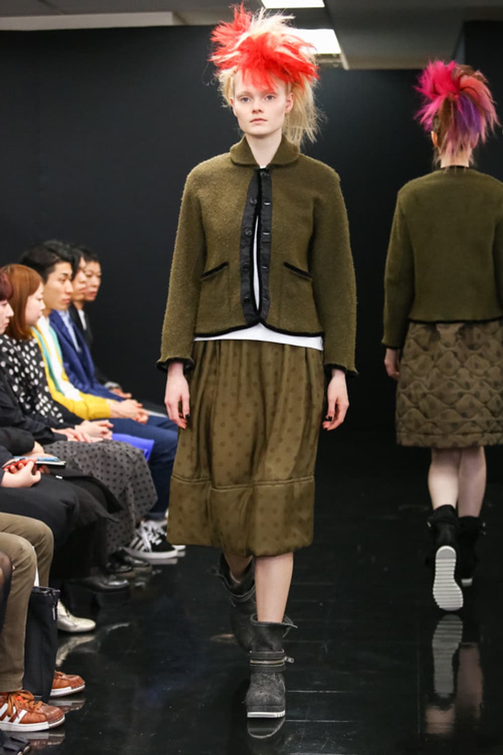 Dot Padded Shirring Skirt 상품이미지1