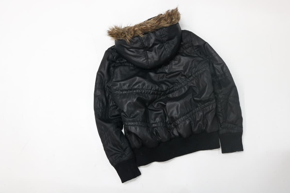 Vida Roseo 빈티지 블랙 퍼 후드 셔링 패딩 점퍼 상품이미지8