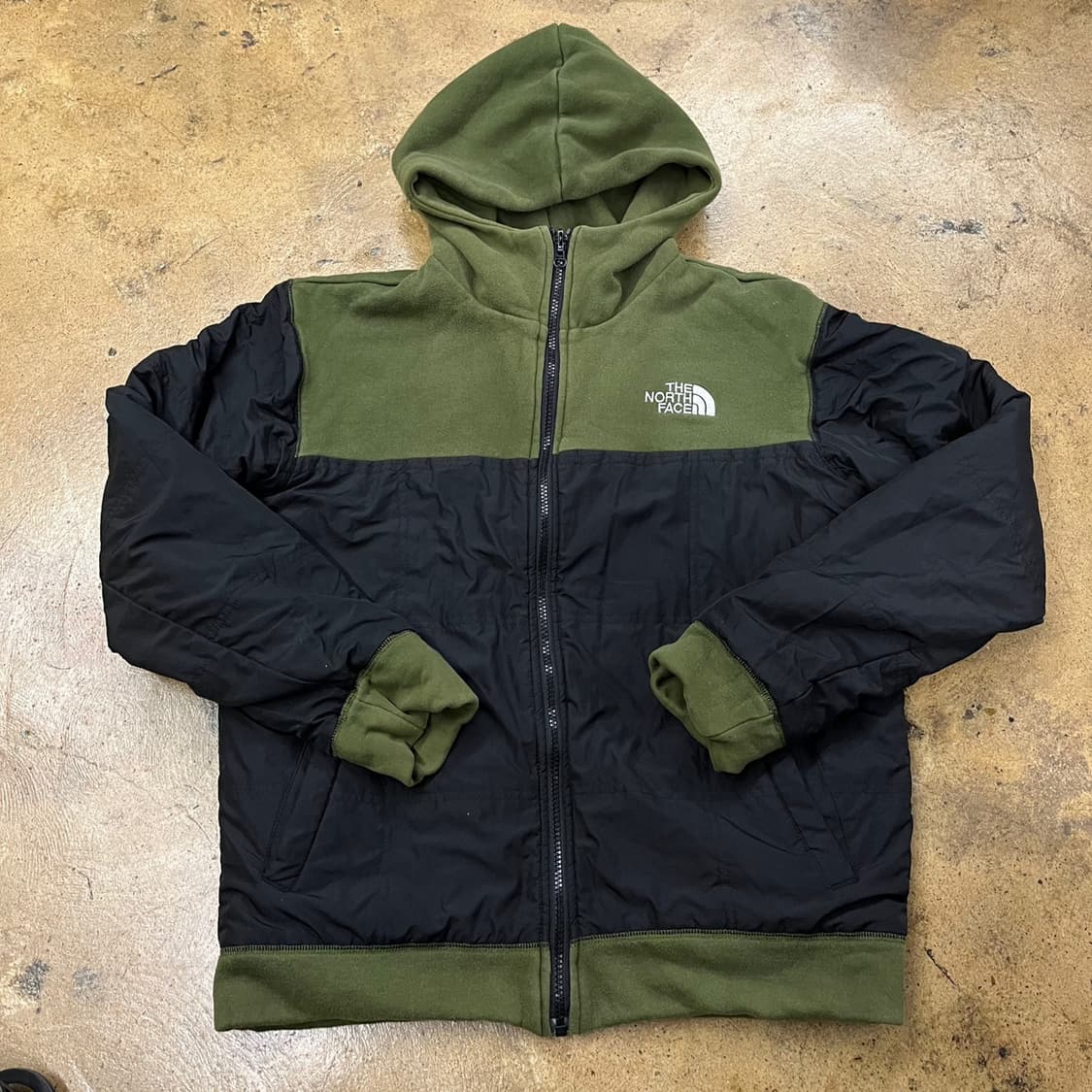 [정품/100] 노스페이스 기모 후드집업 그린 블랙 b18 상품이미지2