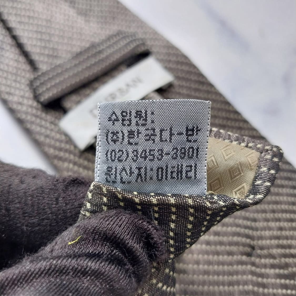 더반 실크 브라운 올리브 패턴 넥타이 9.4cm A+등급 K2623 상품이미지8