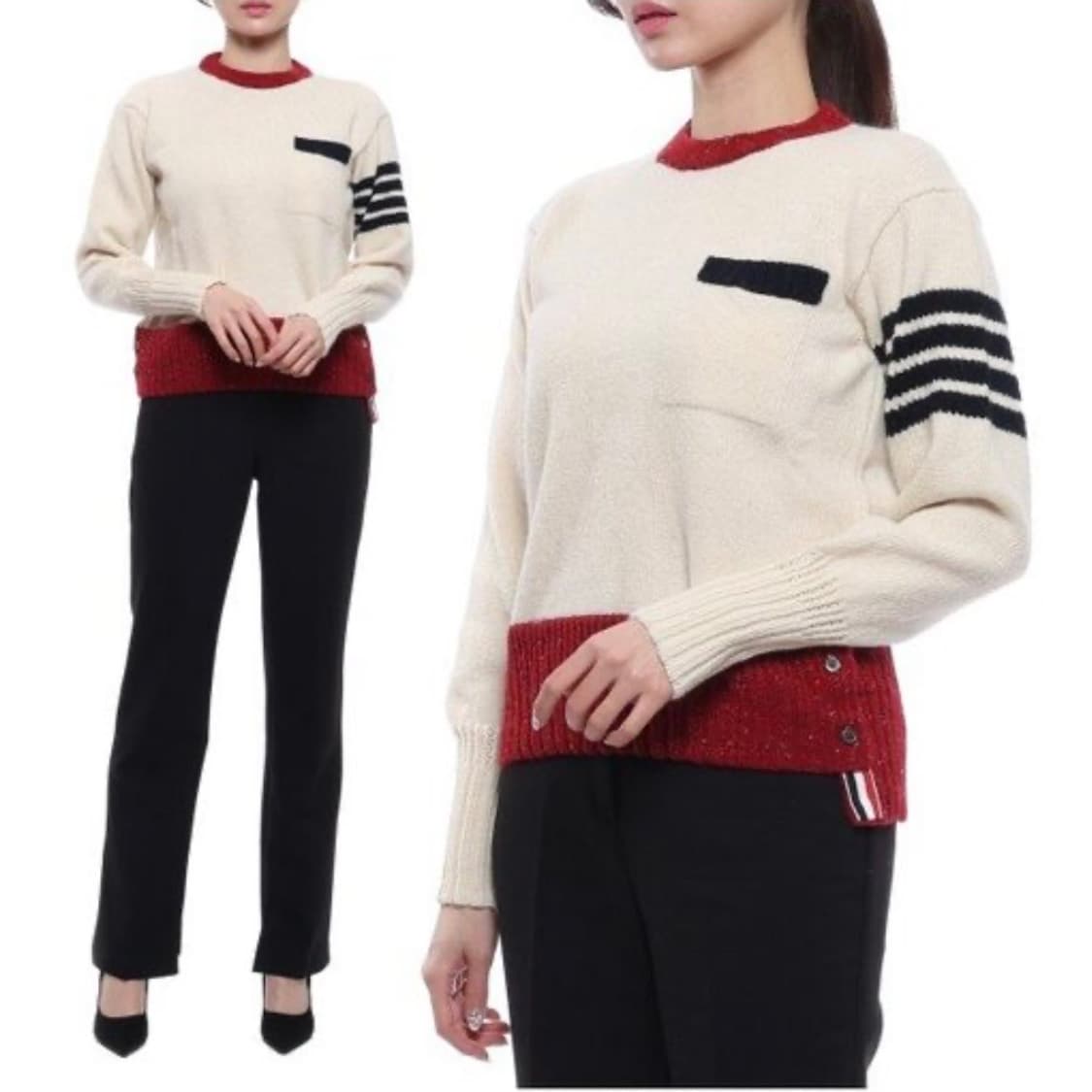 [미사용/40] 톰브라운 사선완장 여성 모헤어 트위드 니트 상품이미지8