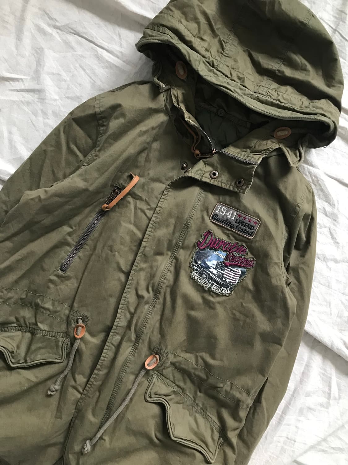 지프 패치 로고 안감 누빔 카키 야상 자켓 상품이미지6