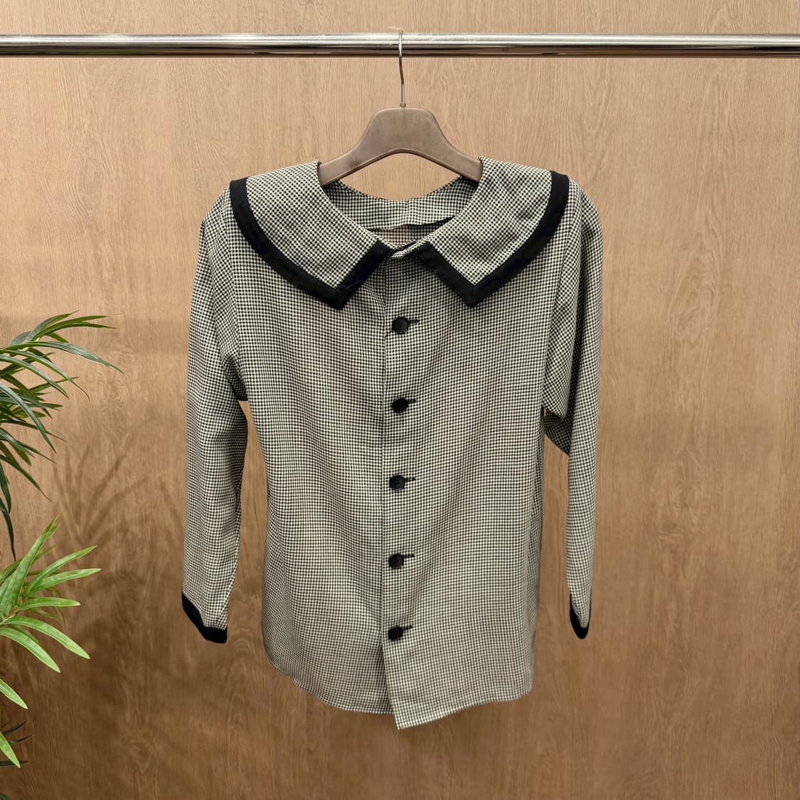 입생로랑 가디건 빅카라 하운드 투스 패턴 디테일 레귤러핏 블랙 화이트 상품이미지1