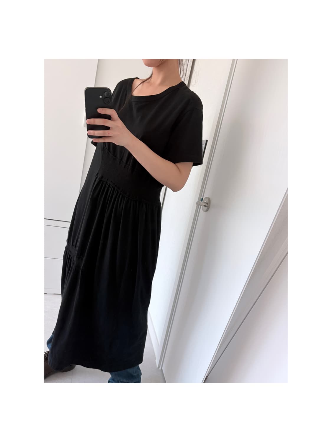 Y's 요지 야마모토 블랙 셔링 원피스 상품이미지2