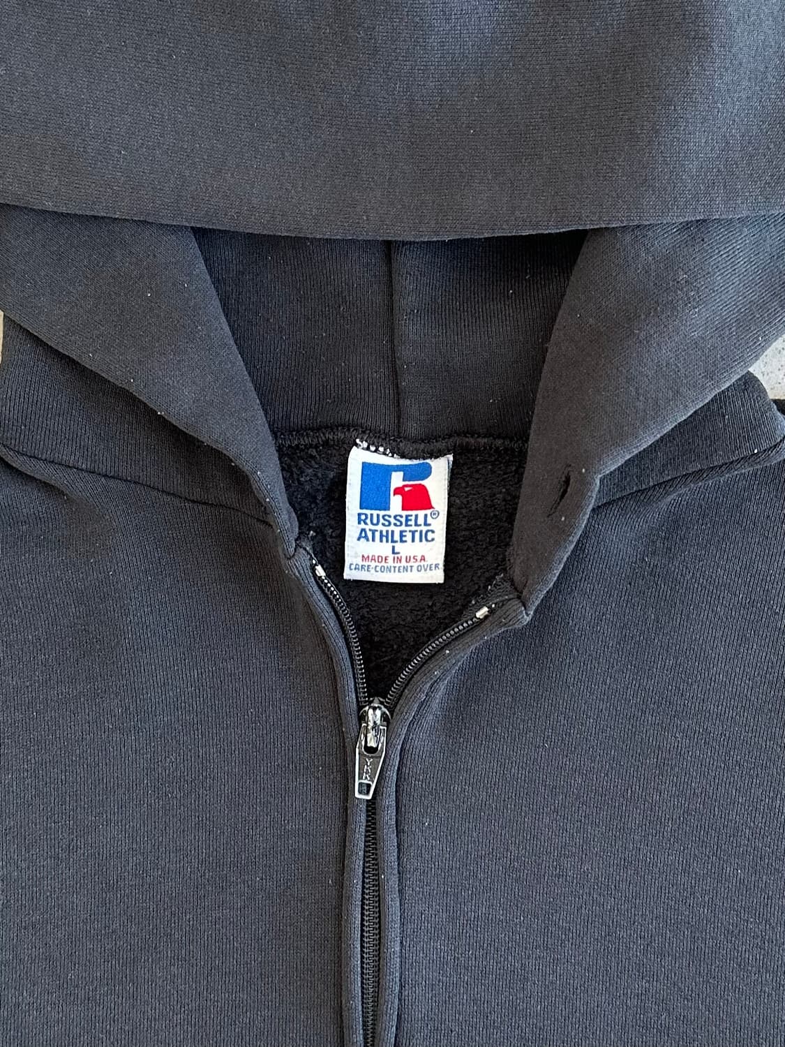 90s 빈티지 러셀 후드집업 블랙 L USA 상품이미지4