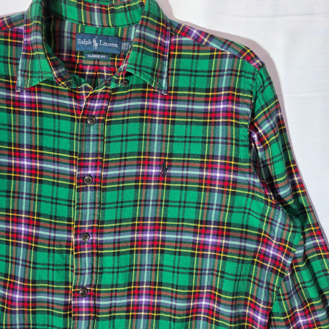 [L]90s 폴로 랄프로렌 타탄체크 클래식핏 셔츠 상품이미지3