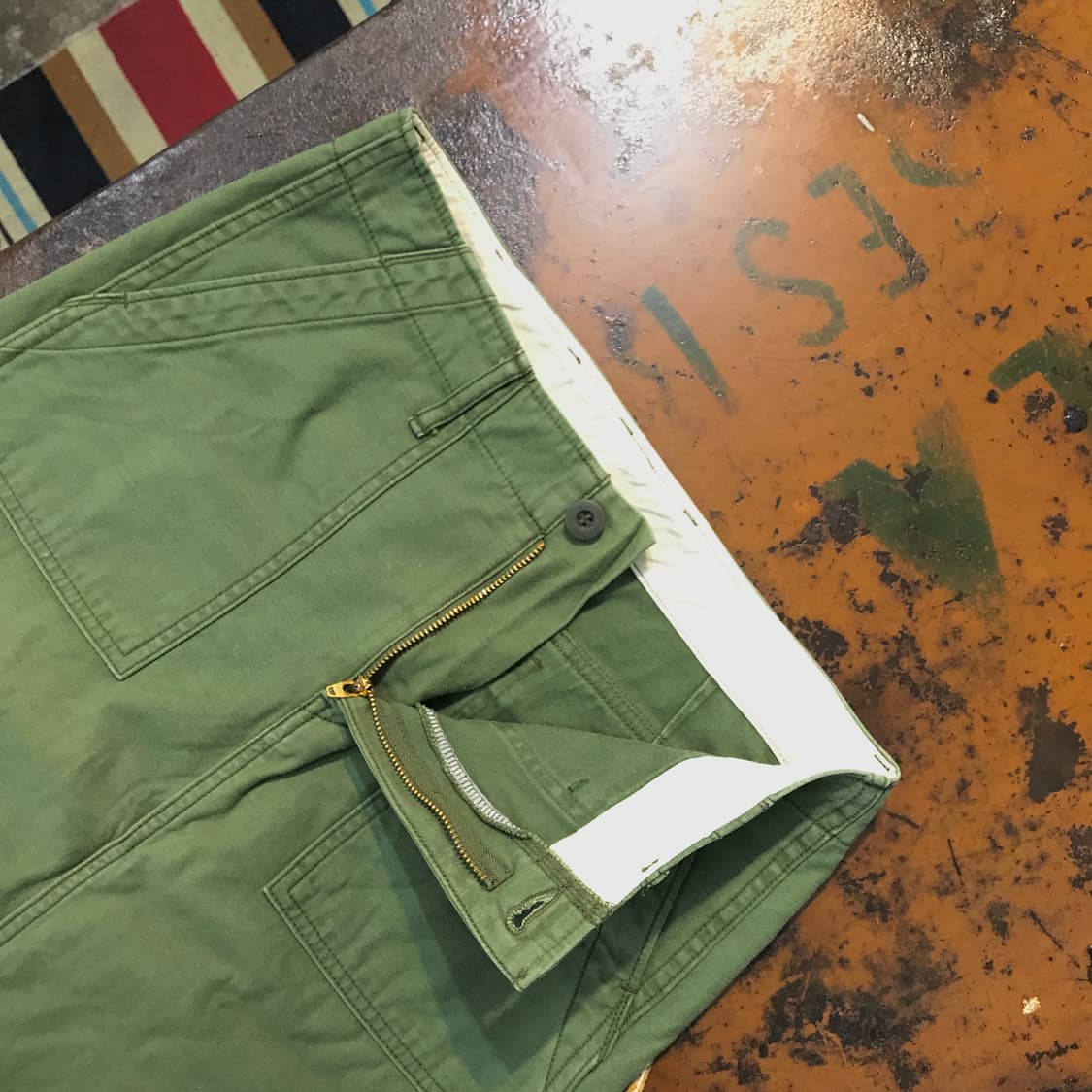 Japan vtg 카키 퍼티그 미디 스커트 허리 30  상품이미지3