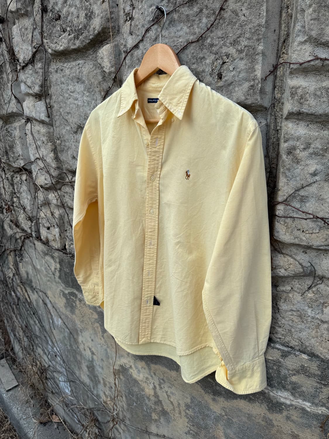90s 폴로 랄프로렌 스포츠 코튼 셔츠 옐로우 우먼 상품이미지3