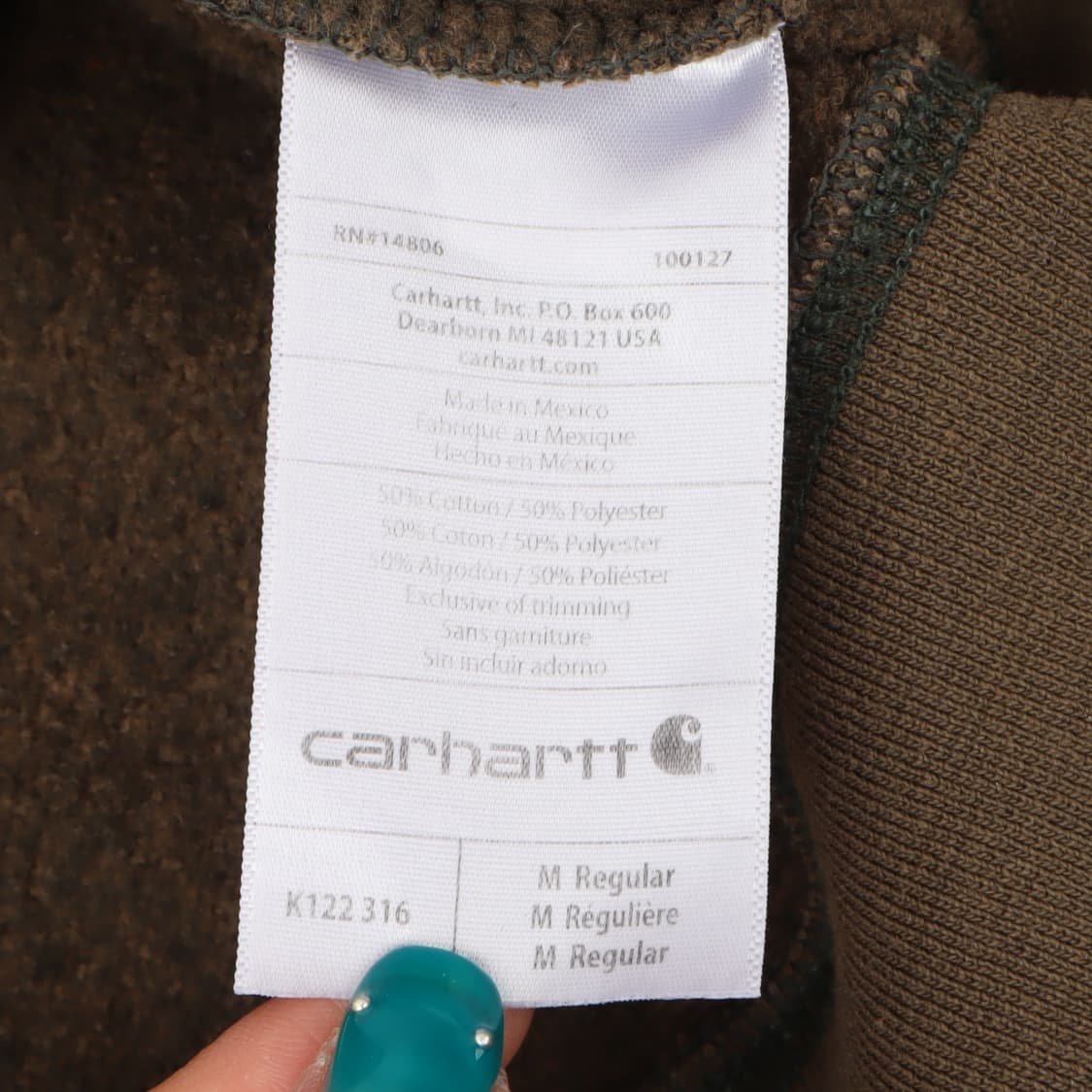 칼하트 카키 k122 오리지널핏 후드집업 상품이미지8
