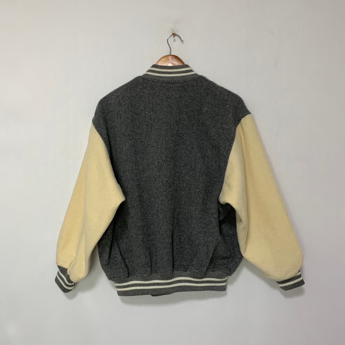 맥그리거 빈티지 모직 아이보리/그레이 스타디움 바시티 자켓 L 상품이미지7