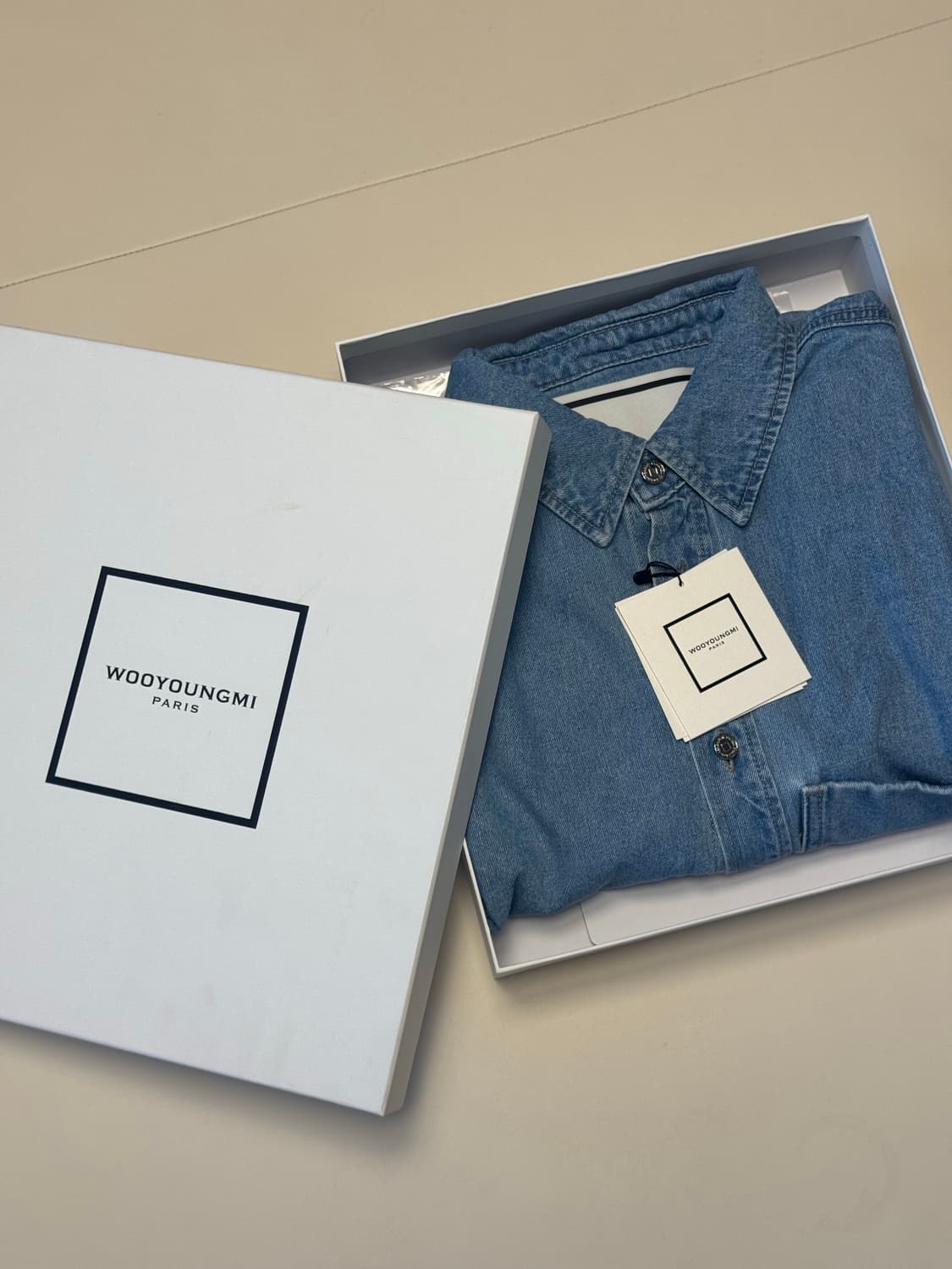 21ss 우영미 백로고 데님셔츠 블루 새제품 상품이미지3