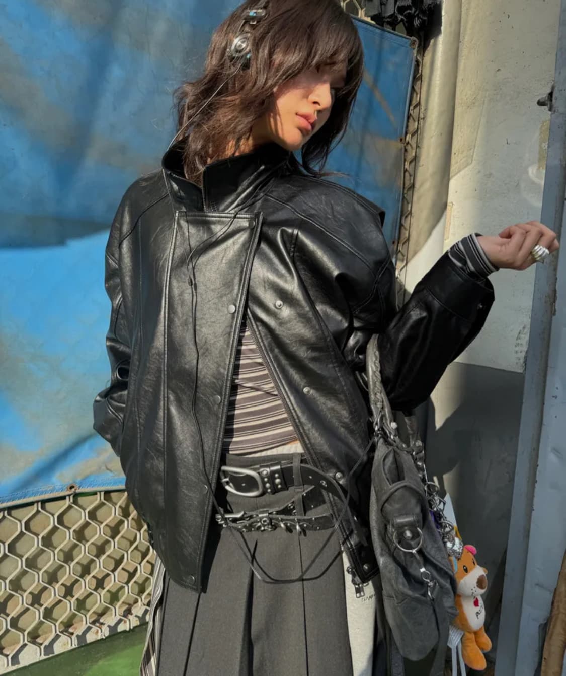 sandric 샌드릭 25fw 사이드 버튼 레더 자켓 F 상품이미지8