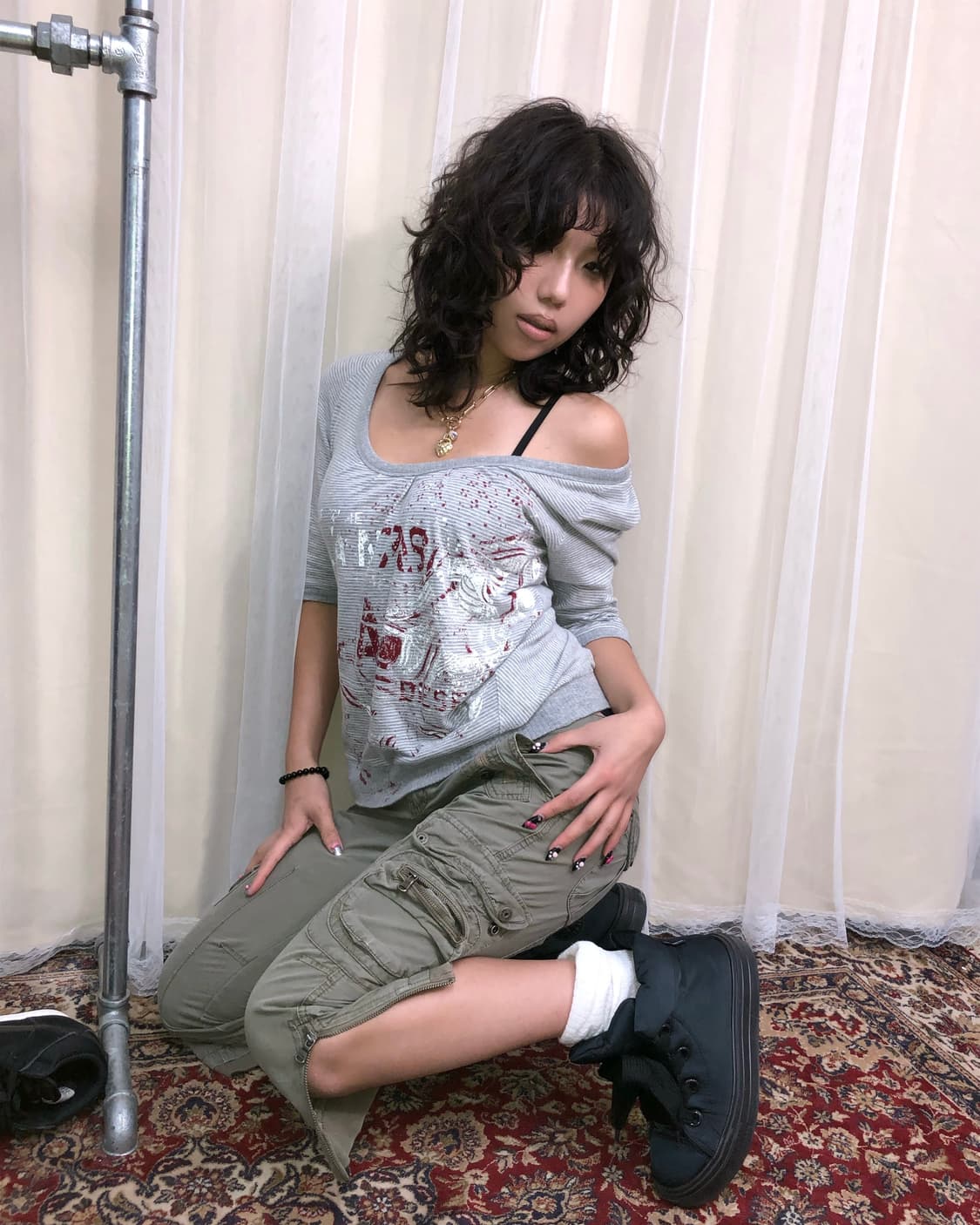 XS DIESEL 디젤 프린팅 스트라이프 티셔츠 상품이미지1