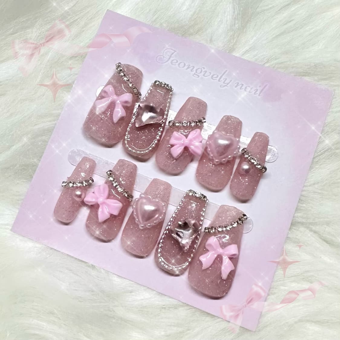 공주네일🩷 러블리 하트공주 수제네일팁 화려 네일 상품이미지1