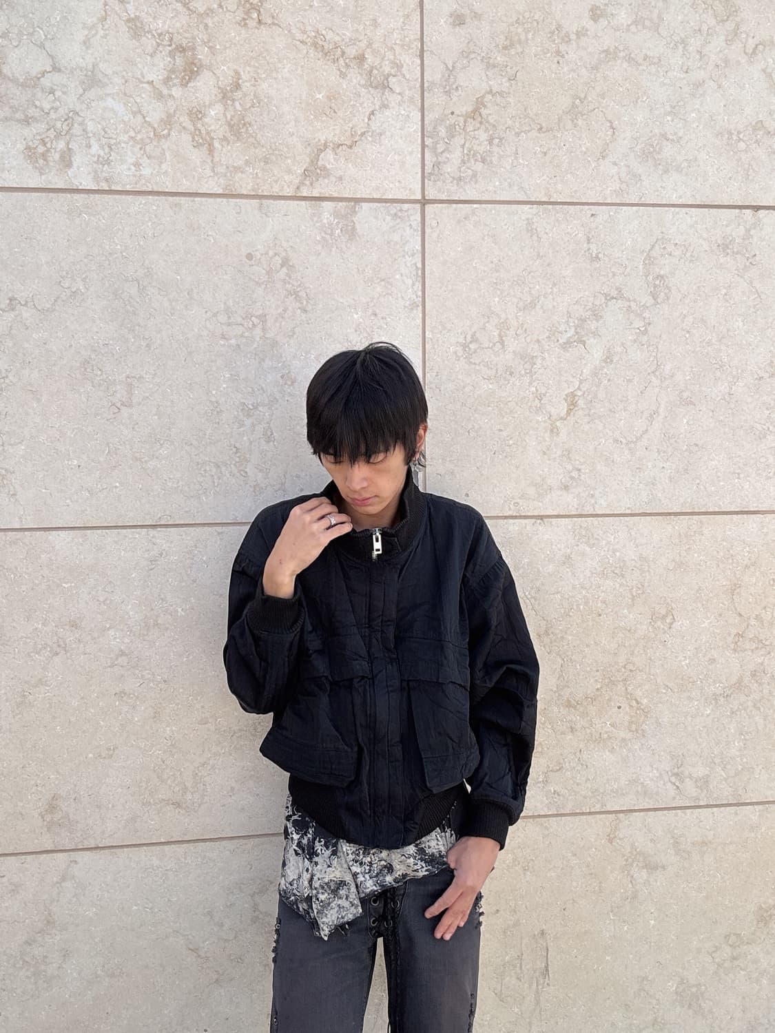 Y2K Bomber-Fit Black Work Jacket 상품이미지2