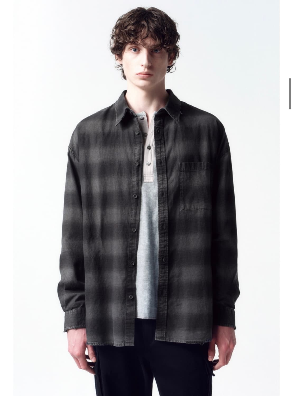인사일런스 디스트로이드 체크 셔츠 블랙 상품이미지4