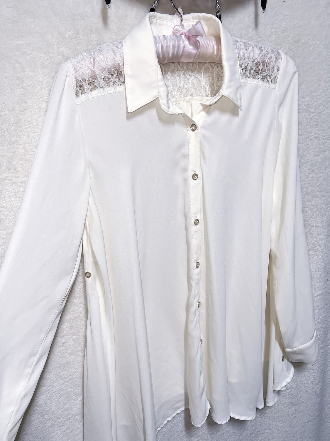 잉그니 로맨틱갸루 로걀 아이보리 레이스 시스루 블라우스 셔츠 양산형 핀터 상품이미지9