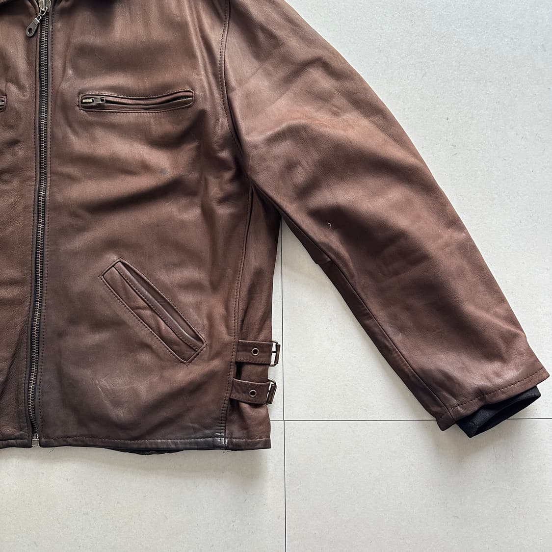 90s 이태리 생산 레더 스포츠 자켓 M 상품이미지3