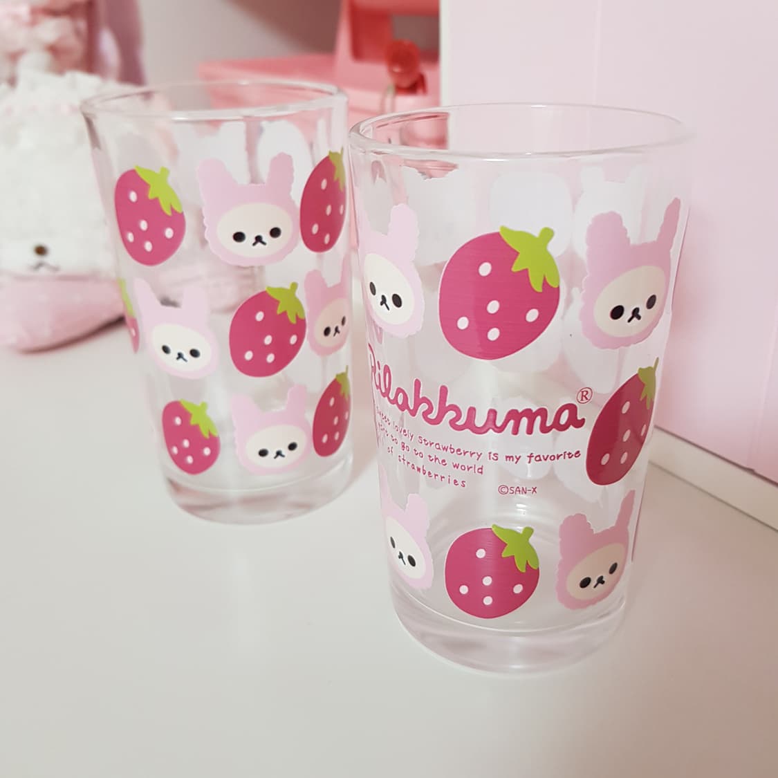 고전 딸기 코리락쿠마 유리컵  상품이미지1