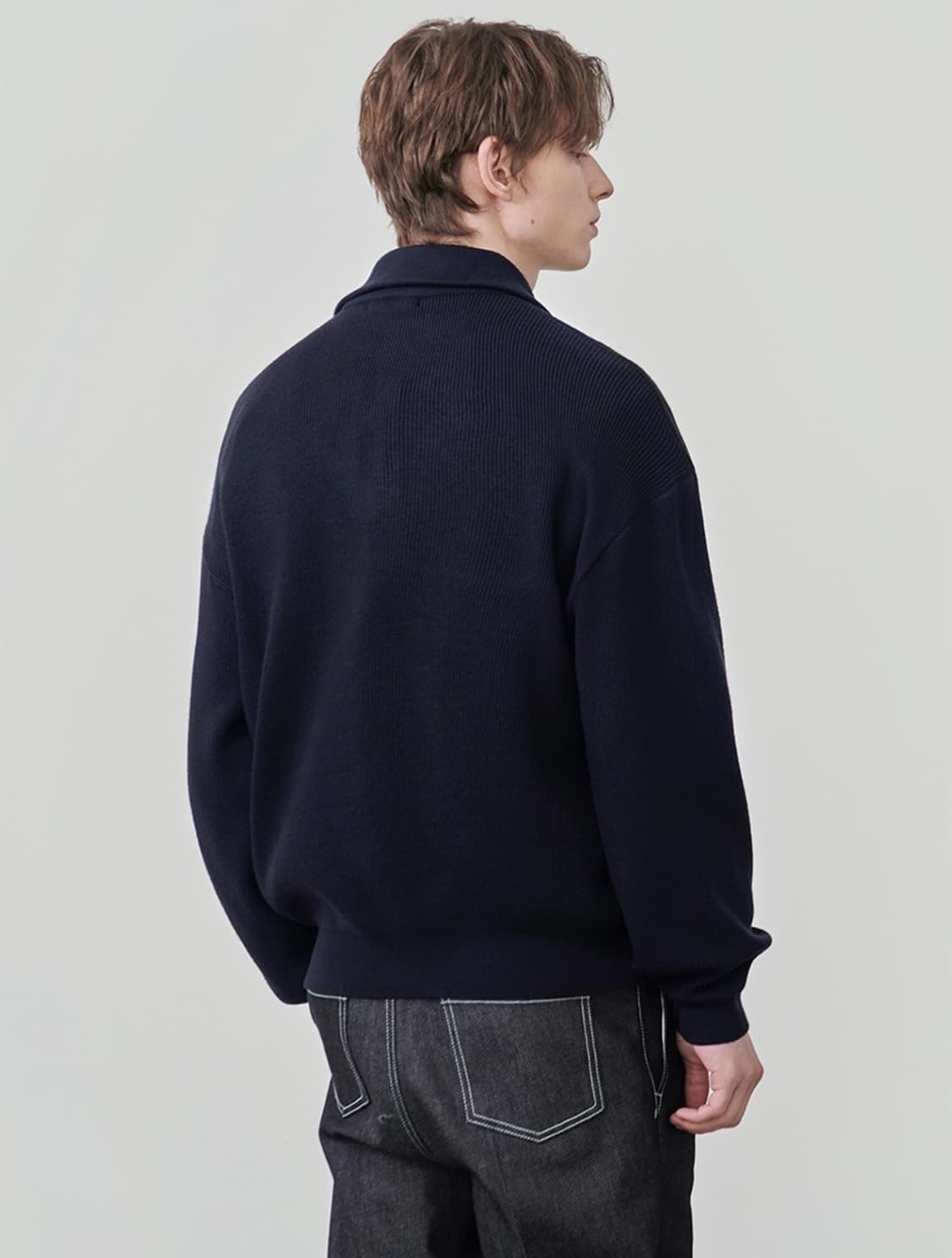 (새상품) 드로우핏 니트 반집업 네이비 상품이미지6